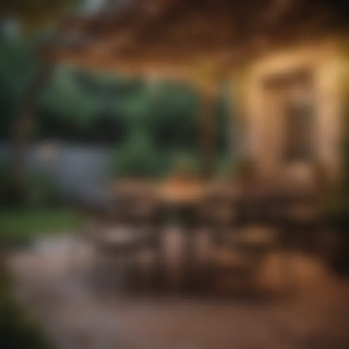 Cozy patio table under string lights