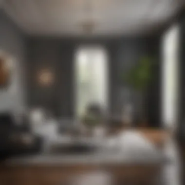 Stylish living room with dark hardwood floors