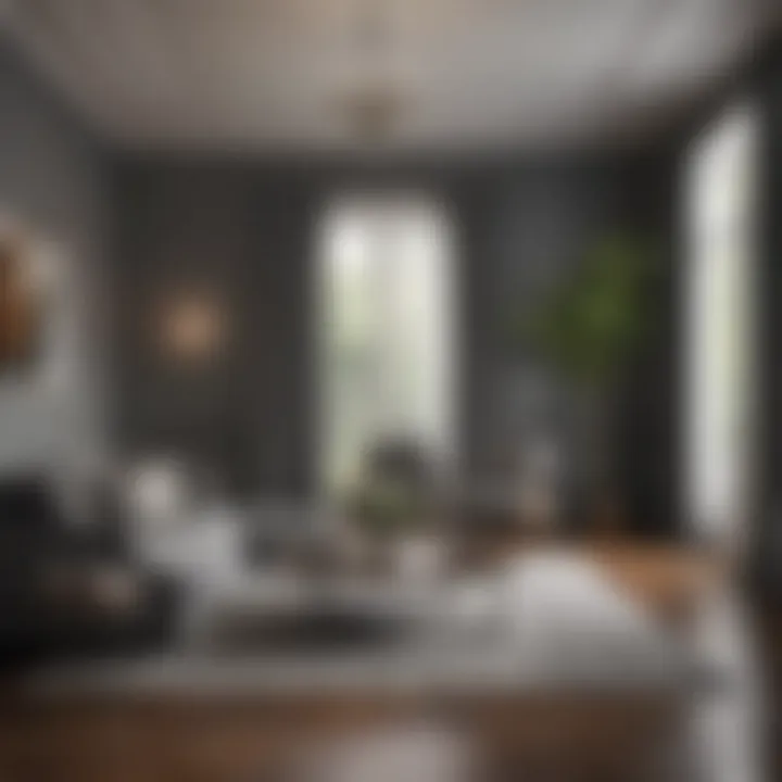 Stylish living room with dark hardwood floors