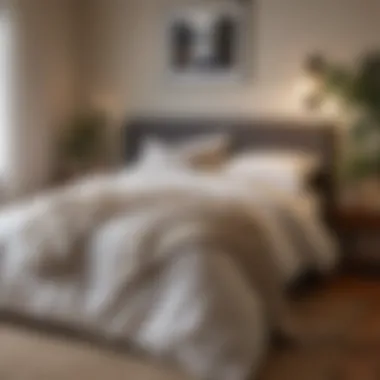 A serene bedroom setting featuring a lightweight comforter