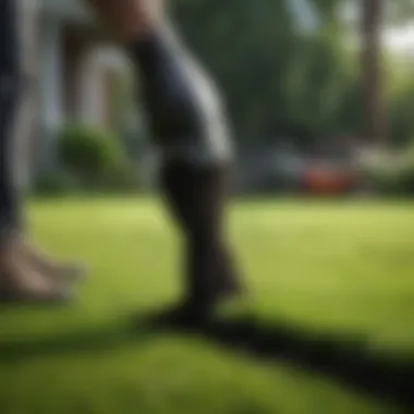 Close-up of organic fertilizer being applied to a lawn