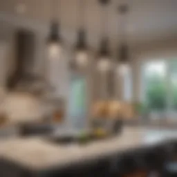 Elegant pendant lighting over a kitchen island
