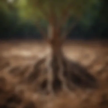 Illustration of tree roots in wet clay soil demonstrating optimal growth