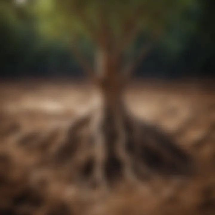 Illustration of tree roots in wet clay soil demonstrating optimal growth