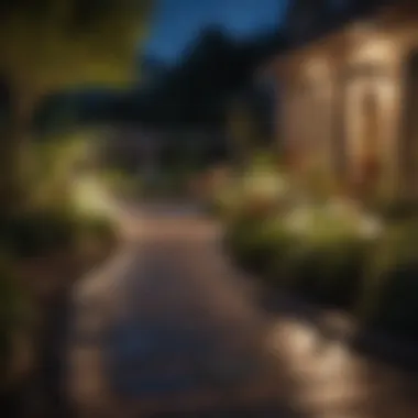 Beautifully Landscaped Outdoor Space with Solar Lights A beautifully landscaped outdoor space featuring various solar lights