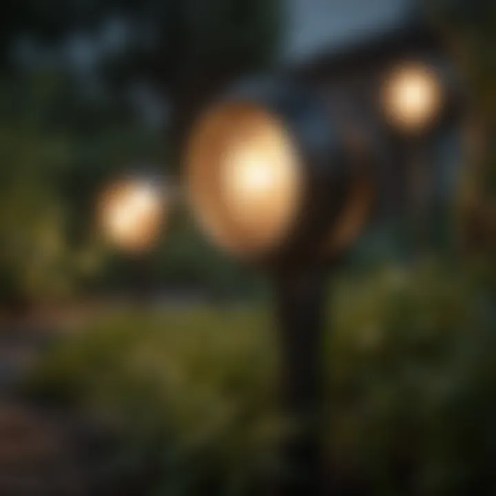 Close-up of a stylish solar garden light design