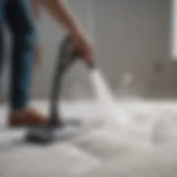 Close-up of a steam cleaner in action on a mattress