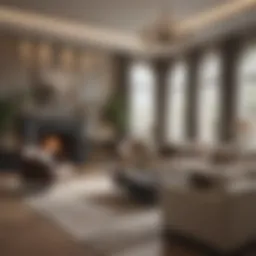 Elegant great room with contemporary furniture