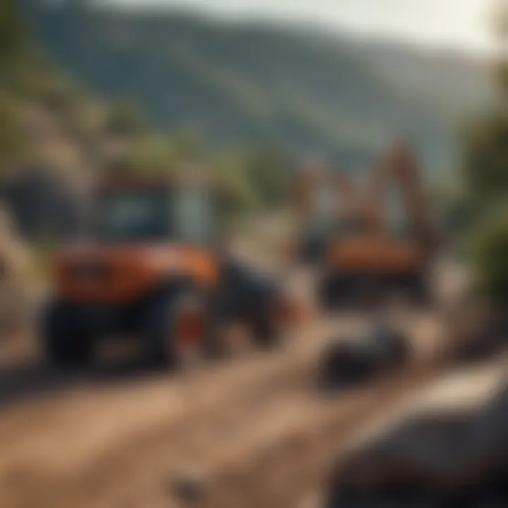 Grading equipment on a hillside preparing for flattening