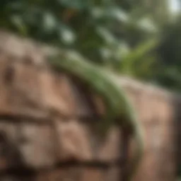 Lizard resting on a garden wall