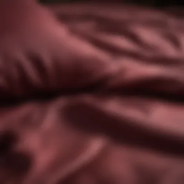 Close-up of soft fabric options for wine colored bed sheets