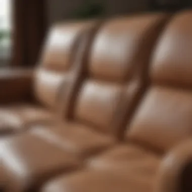 Close-up of ergonomic design features in a deep seat sofa.