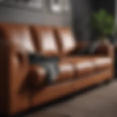 Leather Sofa Cleaning Setup A leather sofa with a soft cloth for cleaning beside it