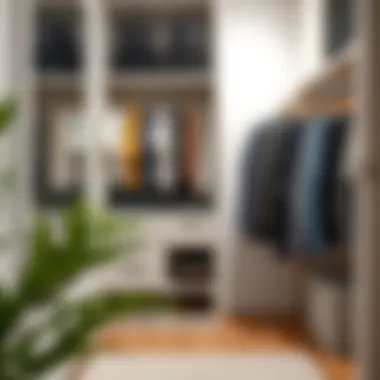 Closet Transformation Before-and-after transformation of a cluttered closet into a neat and functional space.