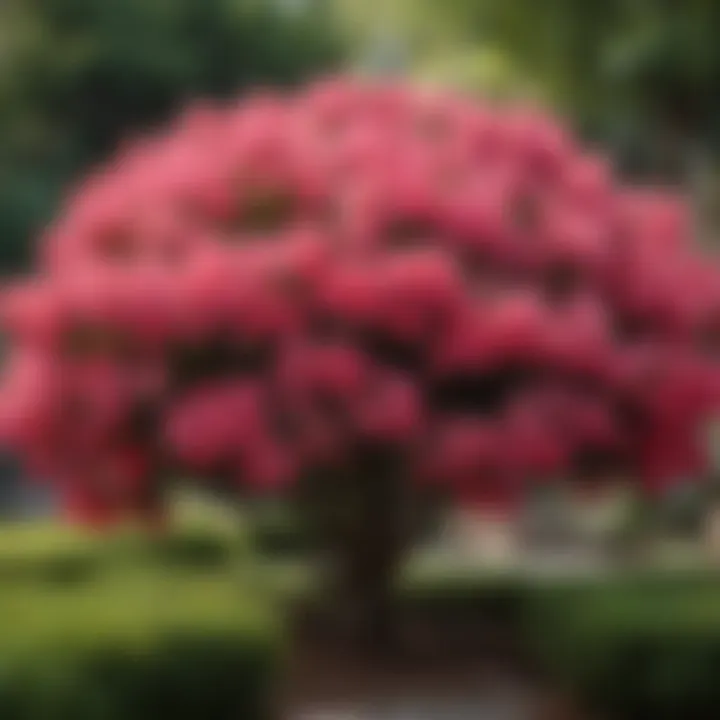 A well-maintained azalea bush in a garden setting