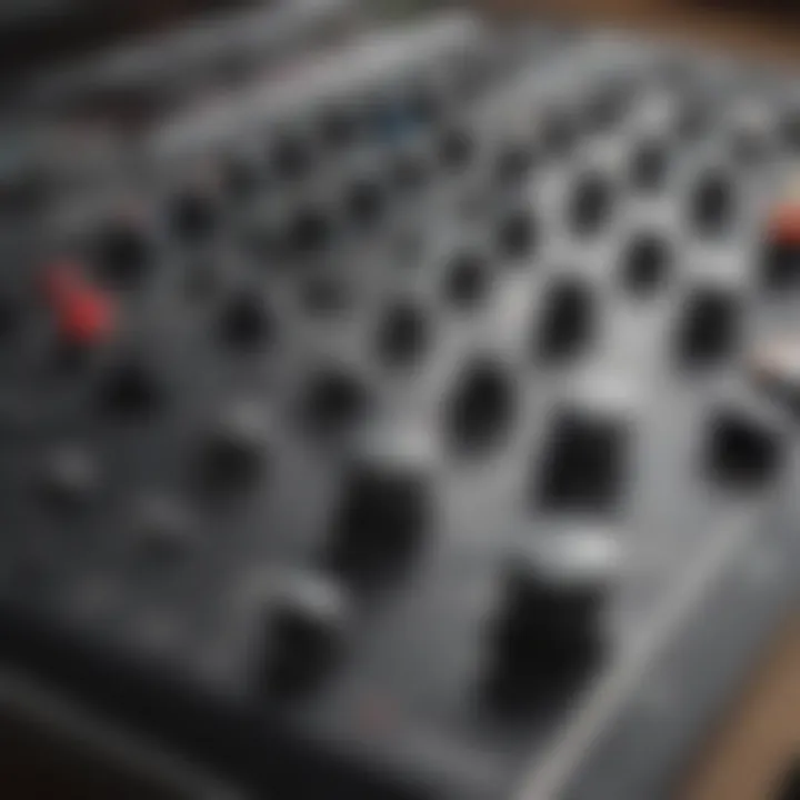 Close-up of mixer controls and settings