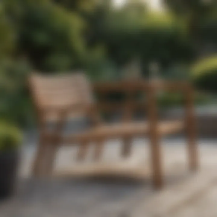 Stylish wood patio furniture integrated into a modern garden design