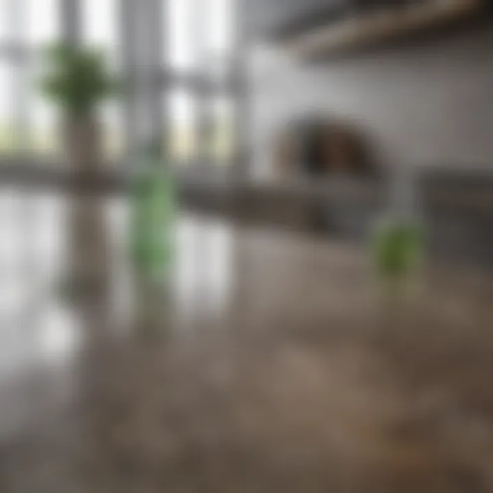 Modern eco-friendly cleaning solutions on a countertop