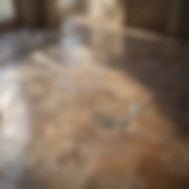 A pristine tiled floor reflecting sunlight