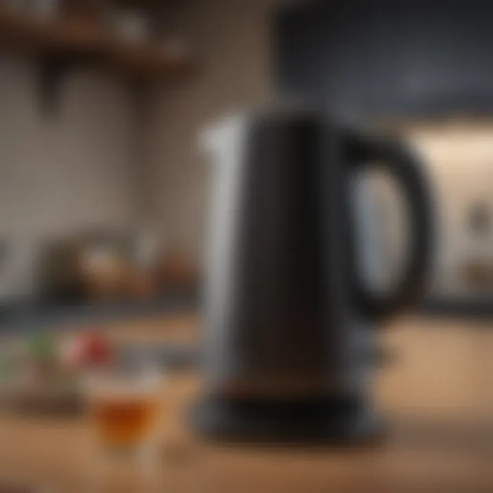 An electric kettle with a removable filter for easy cleaning.