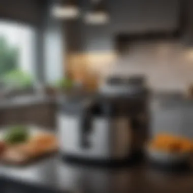Stylish Healthy Fryer in Kitchen A healthy fryer in a modern kitchen setting