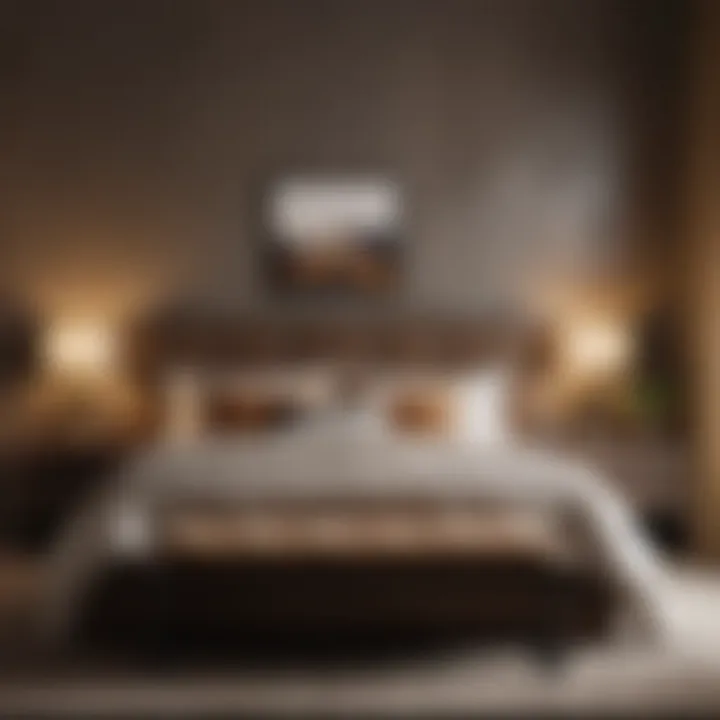An elegantly designed bedroom showcasing earth tones