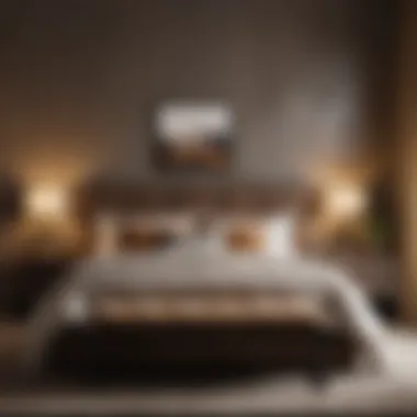 Elegantly Designed Bedroom with Earth Tones An elegantly designed bedroom showcasing earth tones