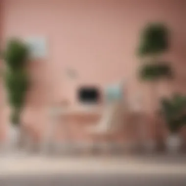 Serene Workspace with Gentle Pastel Colors A serene workspace featuring gentle pastel colors