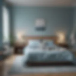 A tranquil bedroom painted in soft blue tones