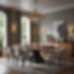 Elegant dining room showcasing modern furniture arrangement