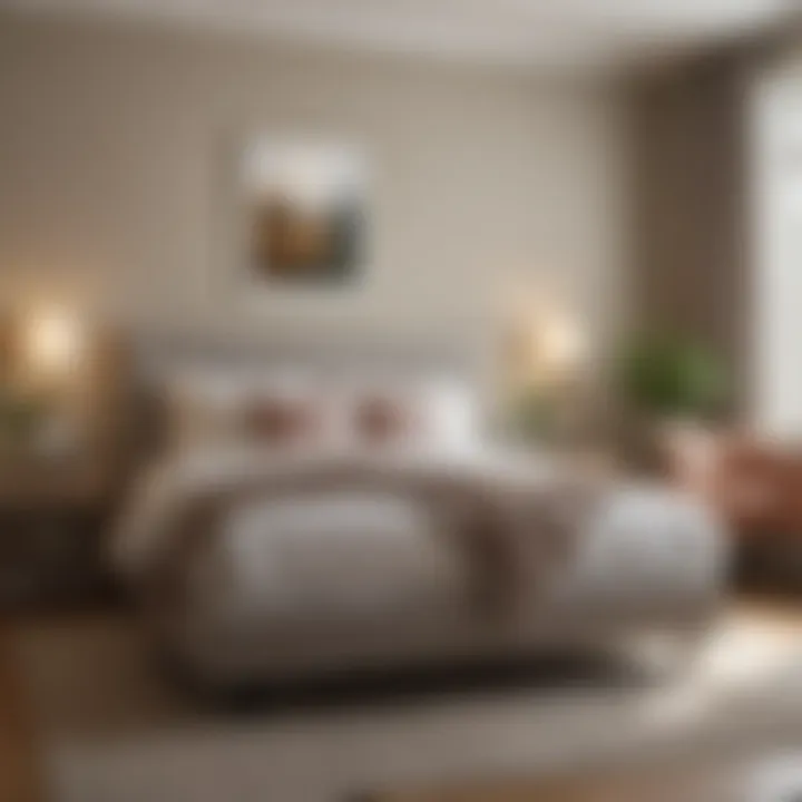 Welcoming bedroom with calming colors and tidy arrangements