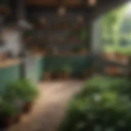 A vibrant kitchen garden brimming with fresh herbs and vegetables, showcasing sustainable gardening practices.