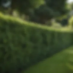Lush green fence hedge in a well-manicured garden