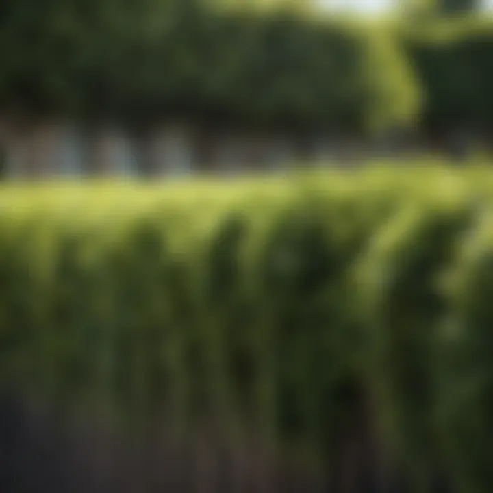 Close-up of fence hedge maintenance techniques being applied