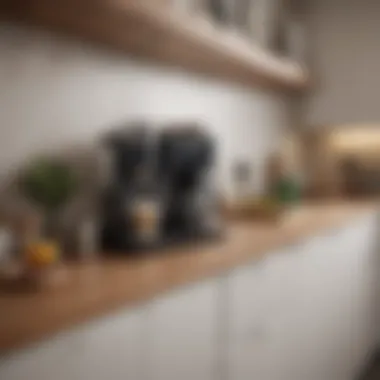 An organized kitchen countertop featuring a coffee maker with integrated grinder