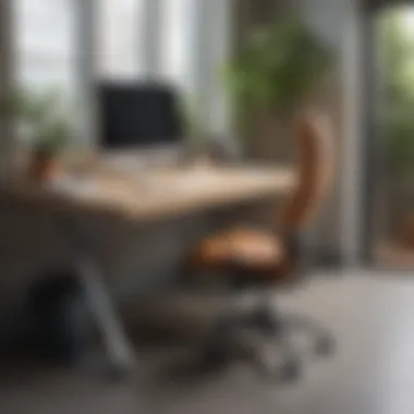 Ergonomic Workspace Featuring a Plain Desk Ergonomic office setup with a plain desk and comfortable chair