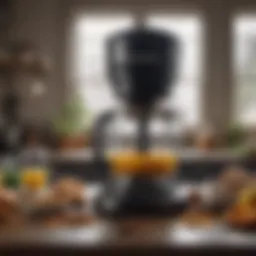 A high-quality blender surrounded by baking ingredients