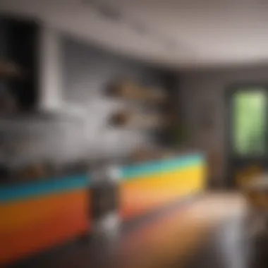 Colorful kitchen showcasing modern design elements