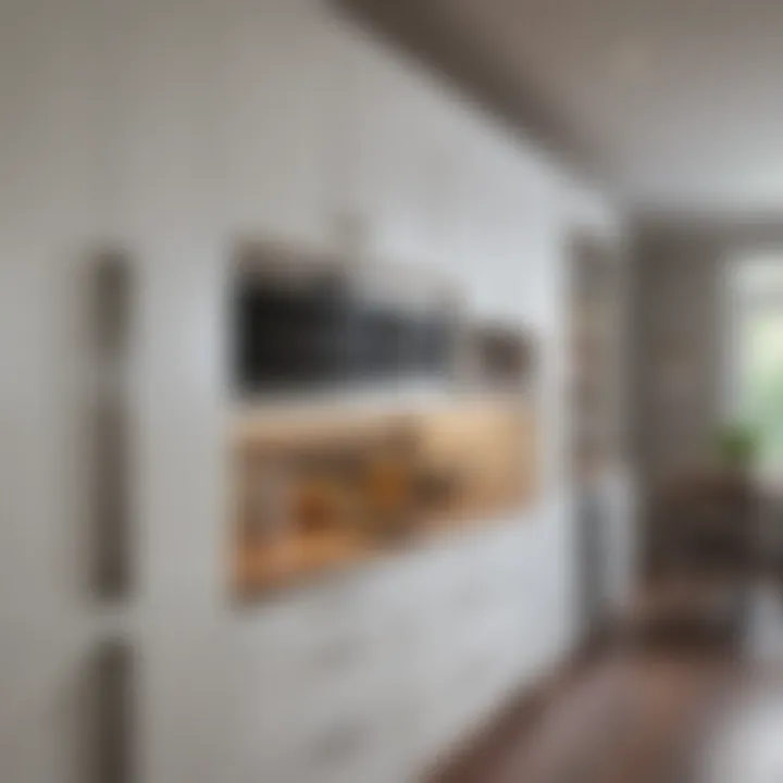 Elegant kitchen pantry featuring a built-in microwave