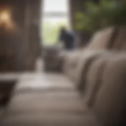 Illustration of a steam cleaner in action on a sofa