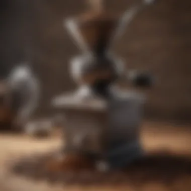 Close-up of coffee beans being ground into fine powder