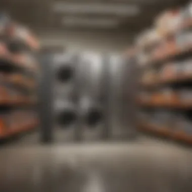 A well-organized Home Depot appliance section