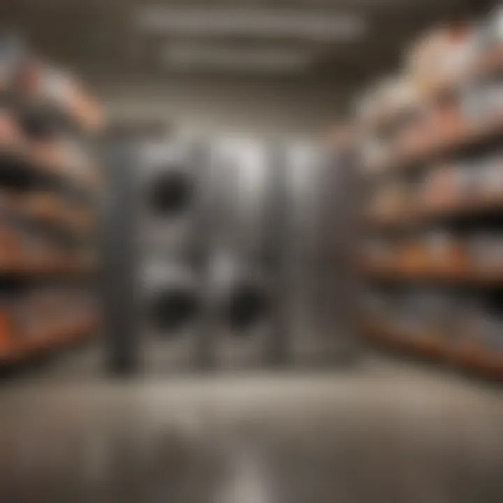 A well-organized Home Depot appliance section