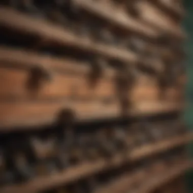 Black bees nesting in a wooden structure