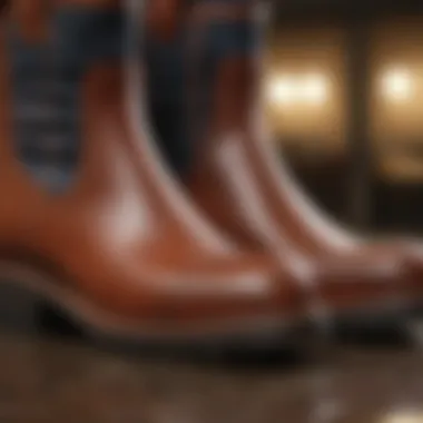 Detailed View of Chelsea Wellington Boot Materials Close-up of Chelsea Wellington boot materials and stitching