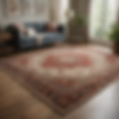 Placement Options for 5x7 Rug Visual demonstration of the placement options for a 5x7 rug in various room setups