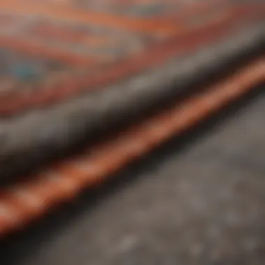 Close-up of Textured 5x7 Rug Close-up of a textured 5x7 rug highlighting its material quality and design