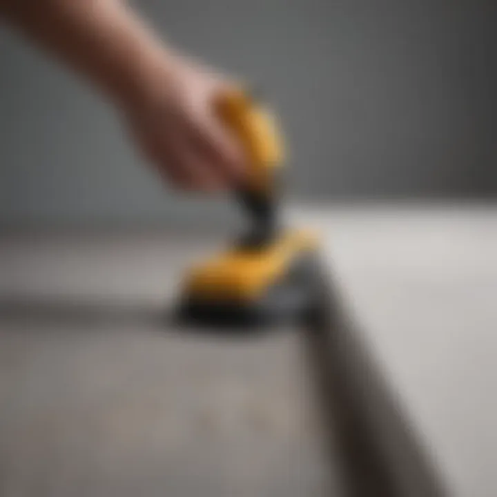 Demonstration of using an edger tool on painted wall edges