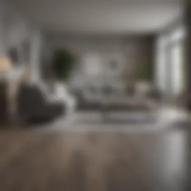 Elegant Living Room with Grayish Hardwood Floors Stylish living room featuring grayish hardwood floors with elegant furniture