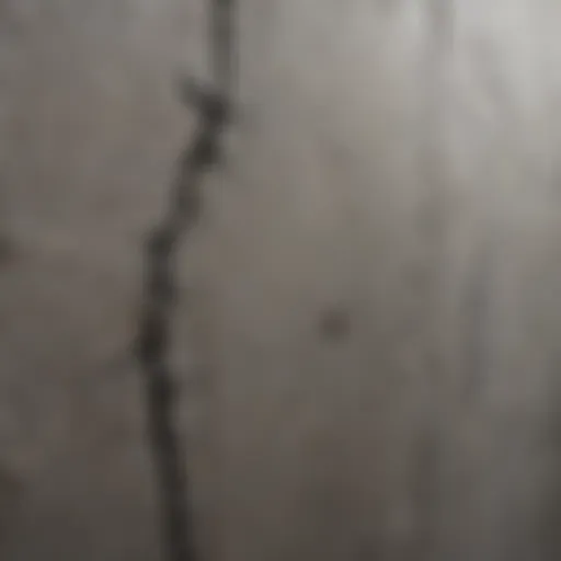 Close-up view of hairline cracks on a wall surface